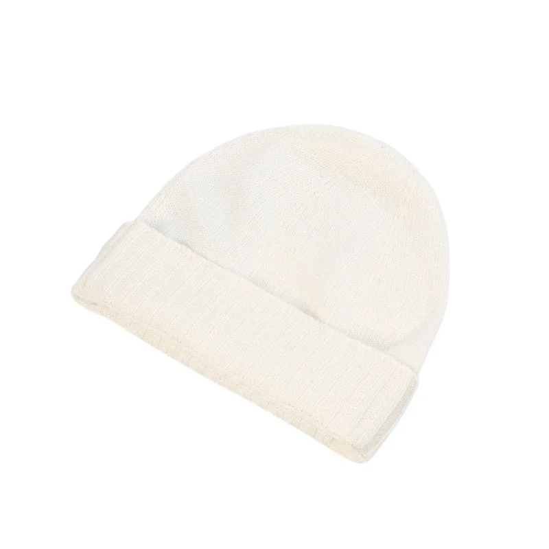 soft white knit women s beanie hat with turn up