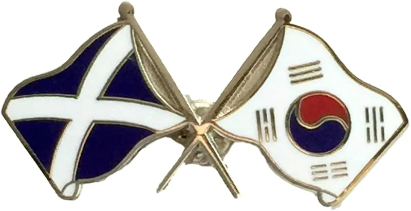 south korea saltire crossed flags lapel pin