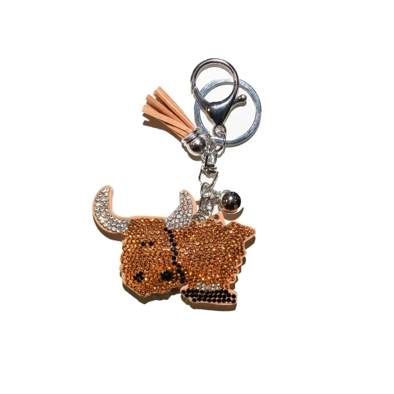 sparkling highland cow keyring