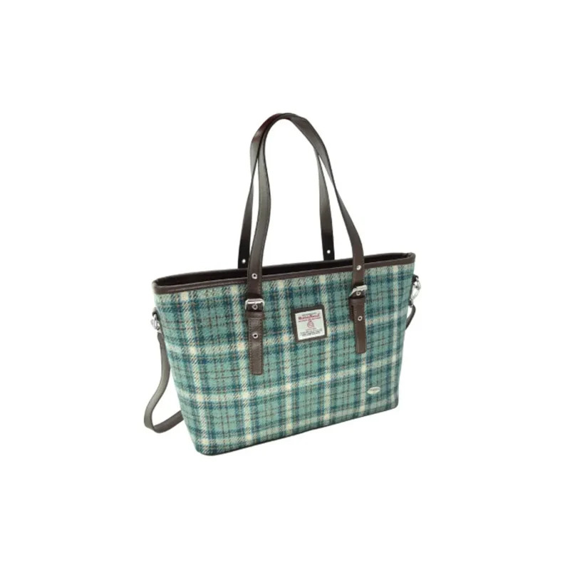 spey harris duck egg cream tweed tote bag