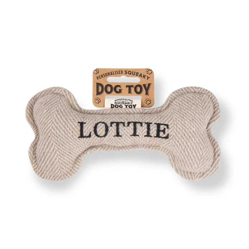 squeaky bone dog toy by lottie