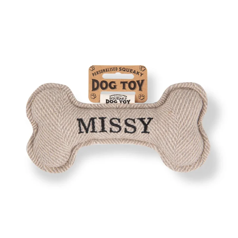 squeaky bone dog toy by missy