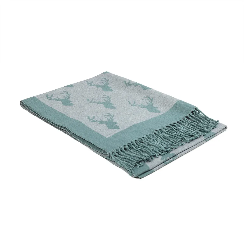 stag green tassel scarf