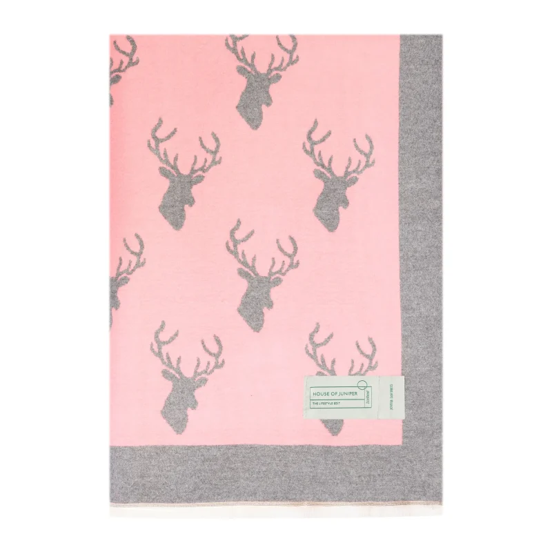 stag luxury soft stole deep pink dark grey