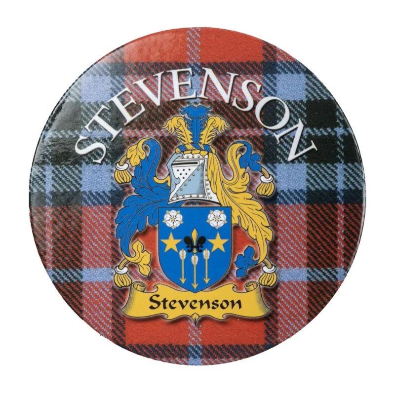 stevenson family name round cork coaster