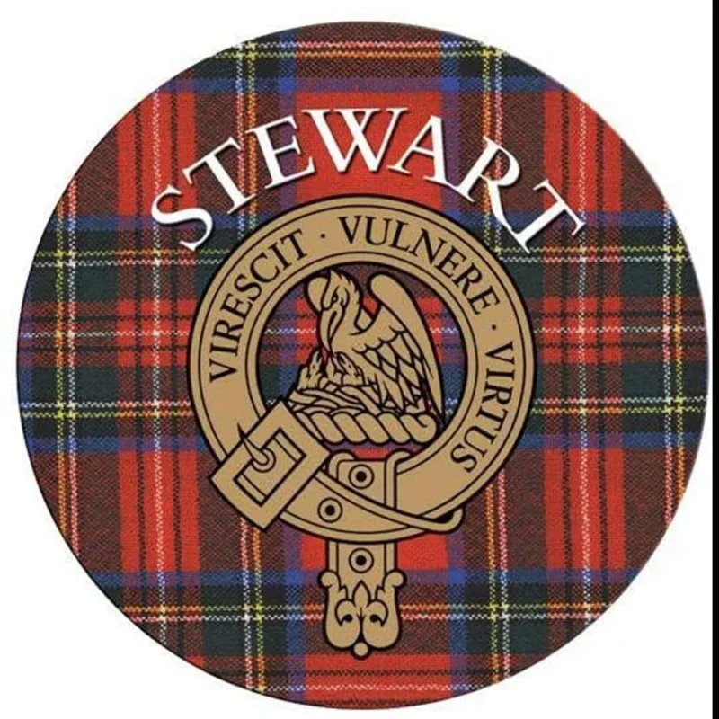 stewart family crest round cork coaster