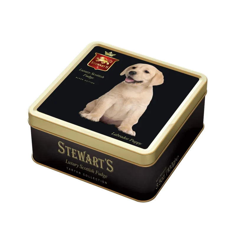 stewart s black labrador fudge tin