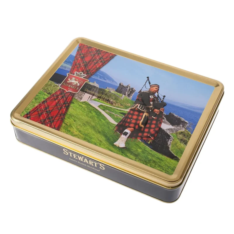 stewart s shortbread tin loch ness piper