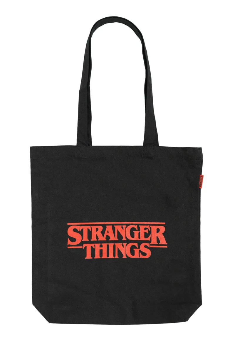 stranger things logo canvas tote bag