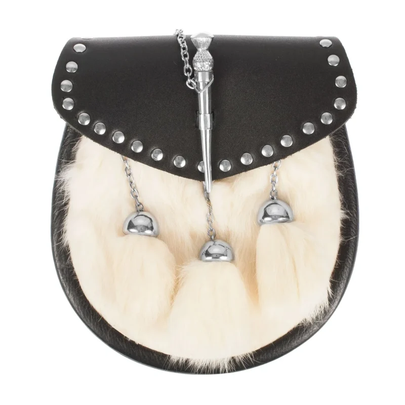 studded pin chain rabbit fur sporran dress