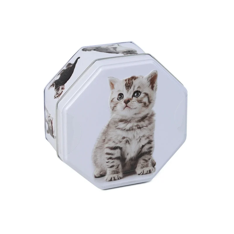 sturdy octagonal cat food tin