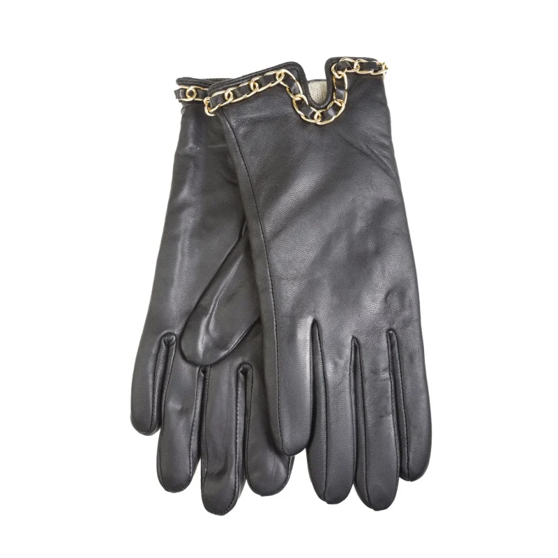 suede glove with gold chain for women