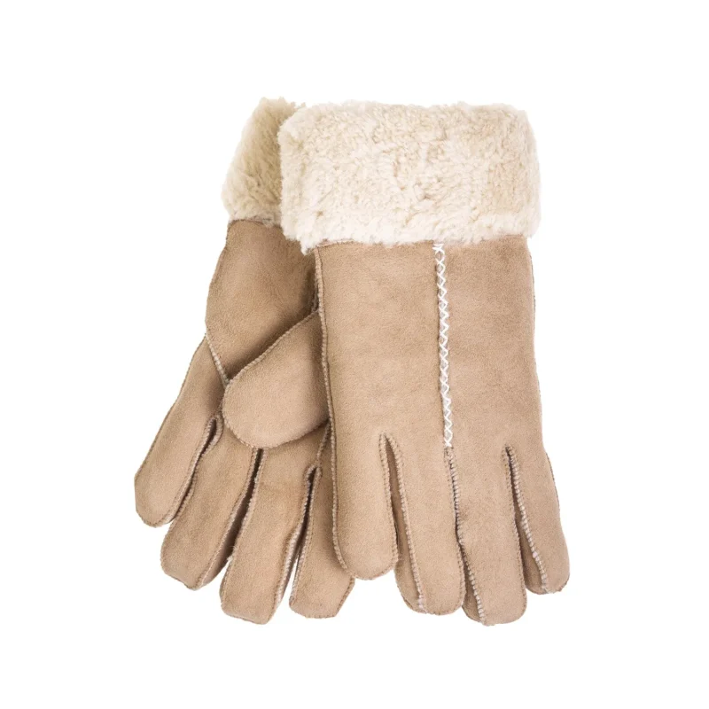 suede sheepskin double layer glove for women