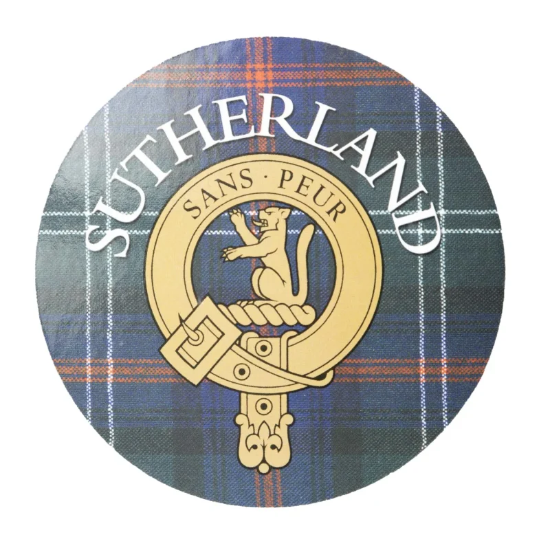 sutherland family name round cork coaster