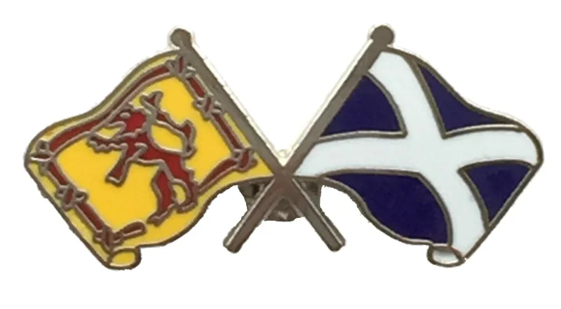 t246 saltire lion rampant crest lapel pin