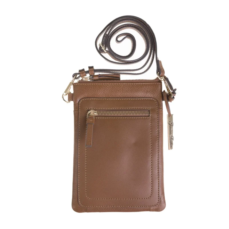 tan slim crossover handbag