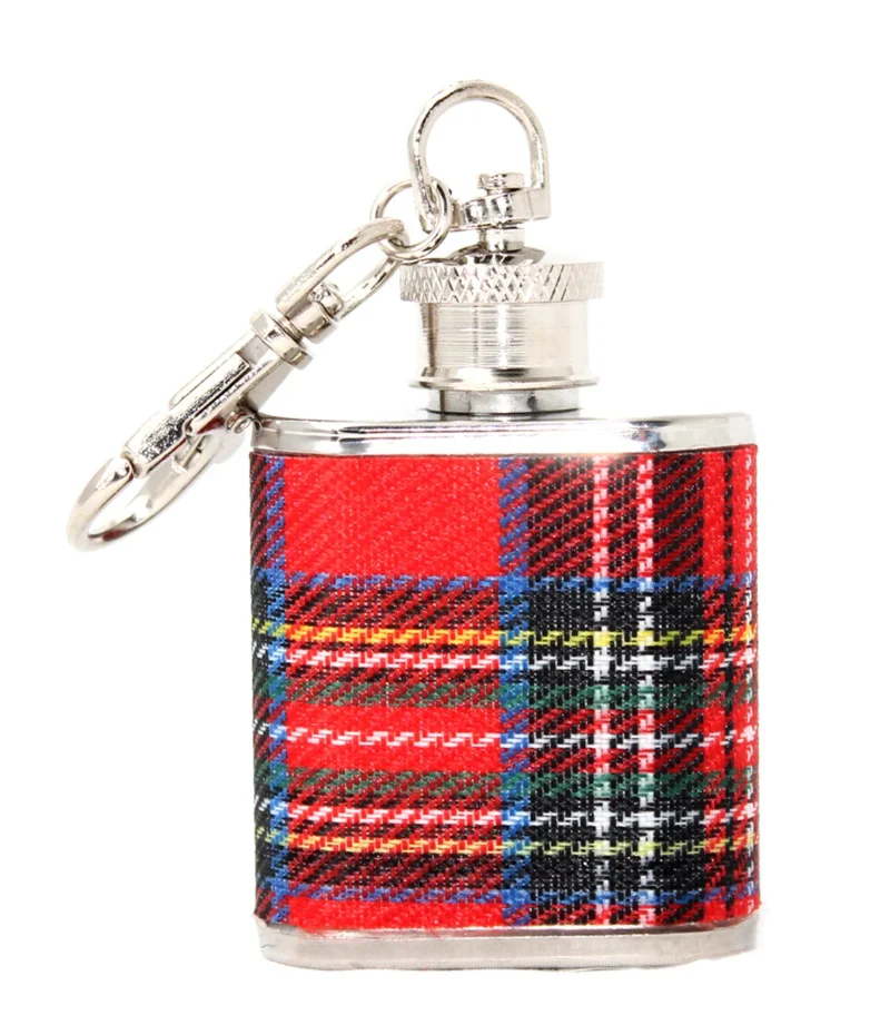 tartan 1oz hip flask keychain