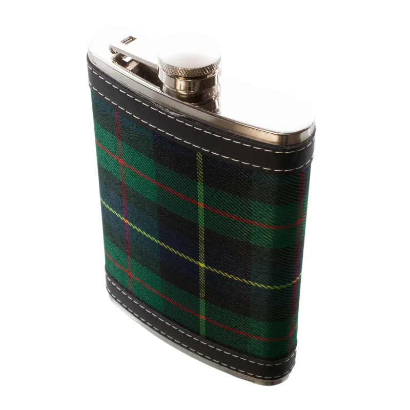 tartan black hip flask watch set