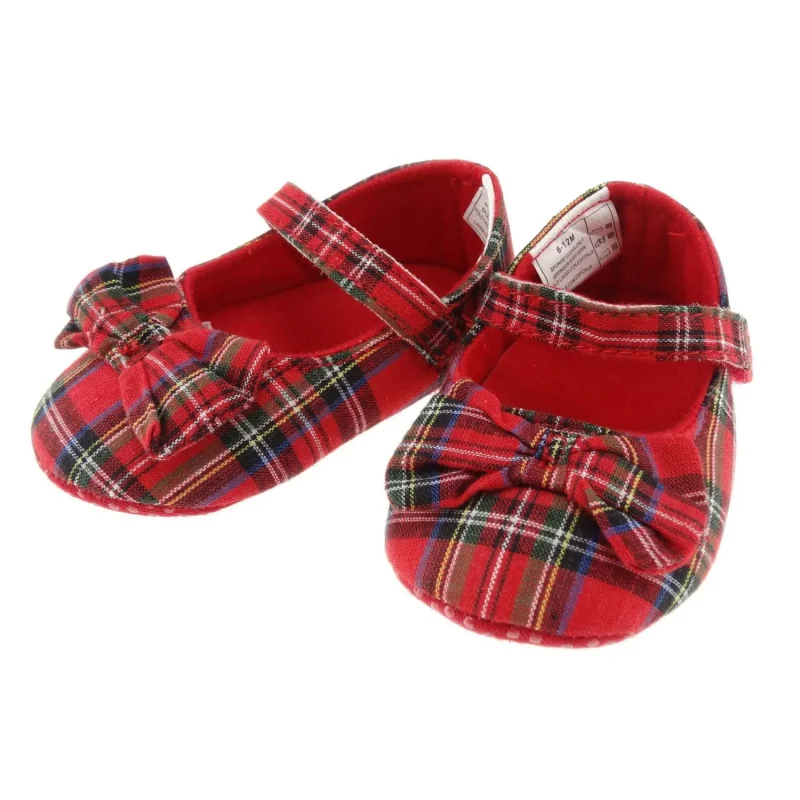 tartan bow baby girl shoes