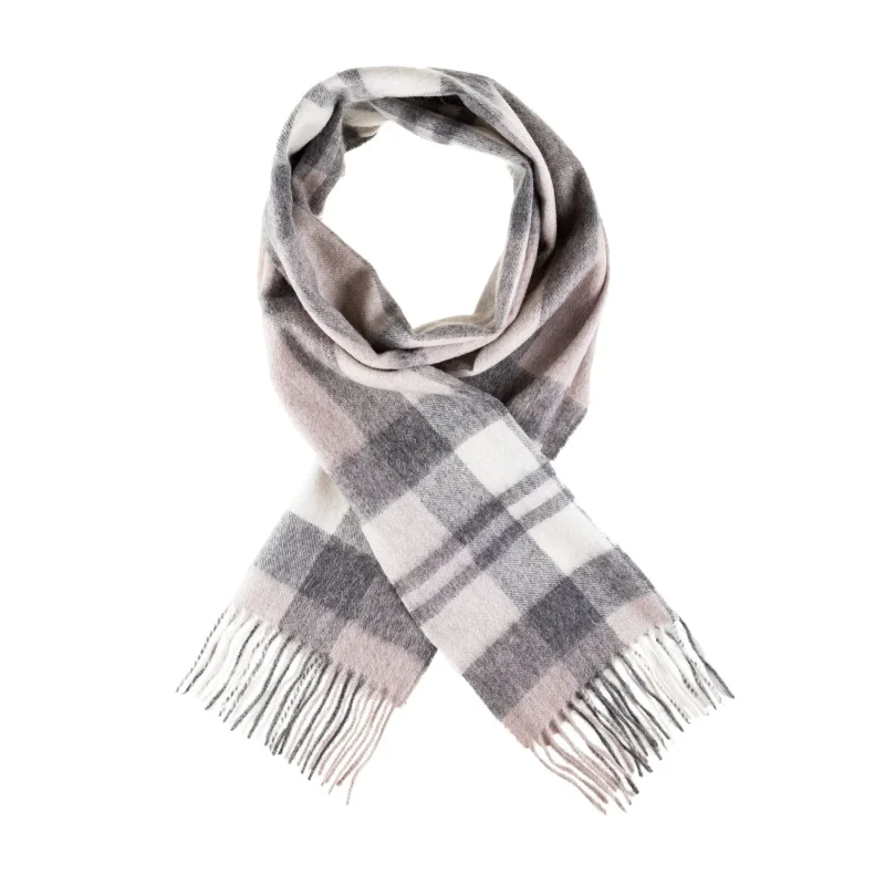 tartan cashmere scarf 90 10 blend natural bar