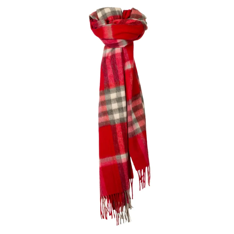 tartan cashmere scarf 90 10 blend red