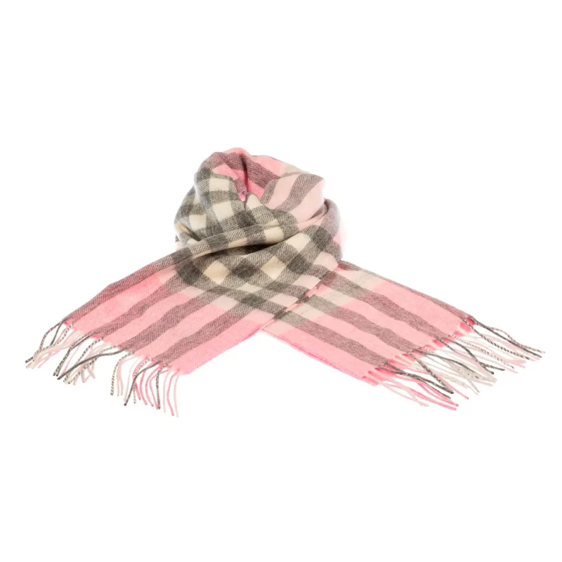 tartan cashmere scarf bar pink