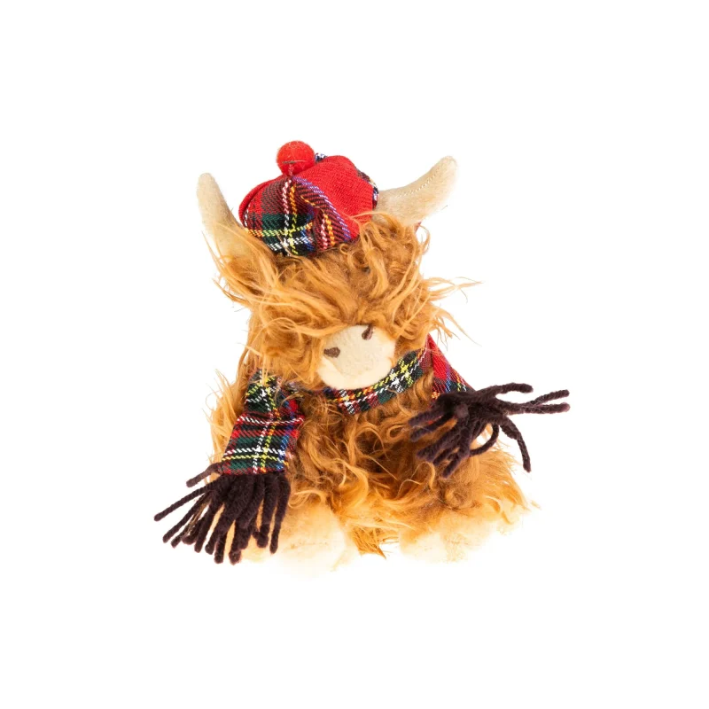 tartan cow plush toy 15cm soft cuddly figure