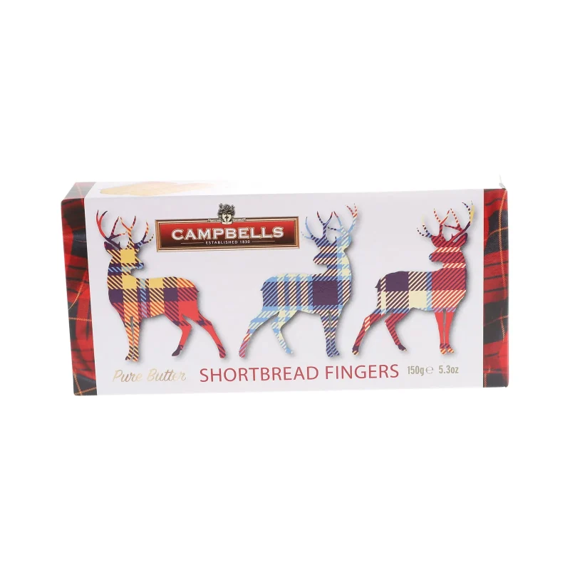 tartan deer shortbread biscuits pack of 12