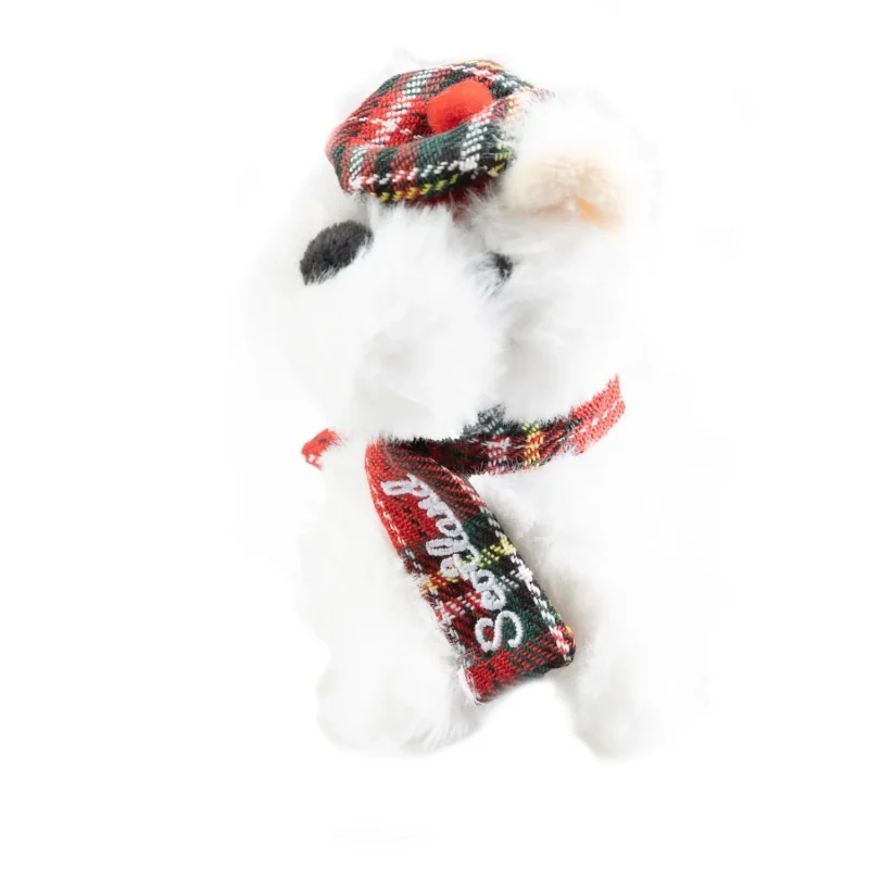 tartan dog plush toy keyring 10cm white