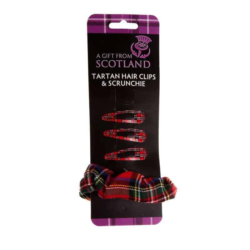 tartan hair scrunchies 4 clip set