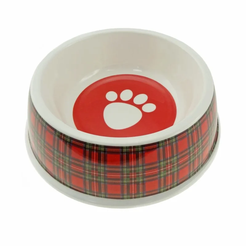 tartan melamine dog bowl