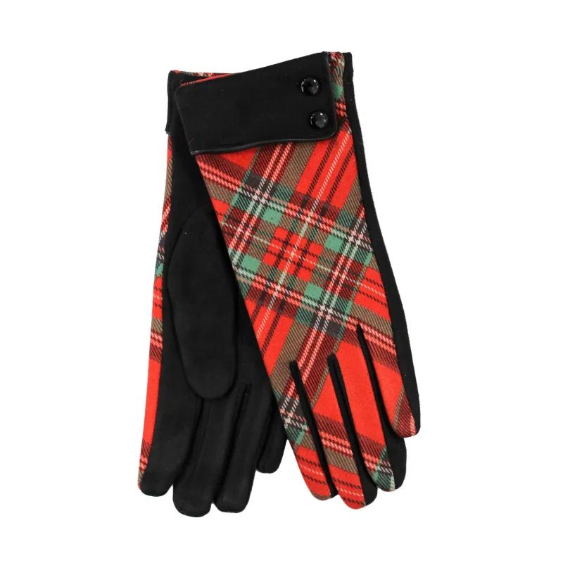 tartan moleskin cuffed button glove