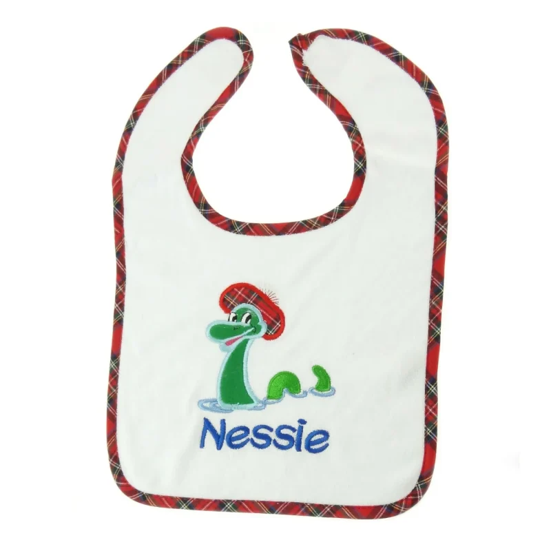 tartan nessie baby bib happy nessie design