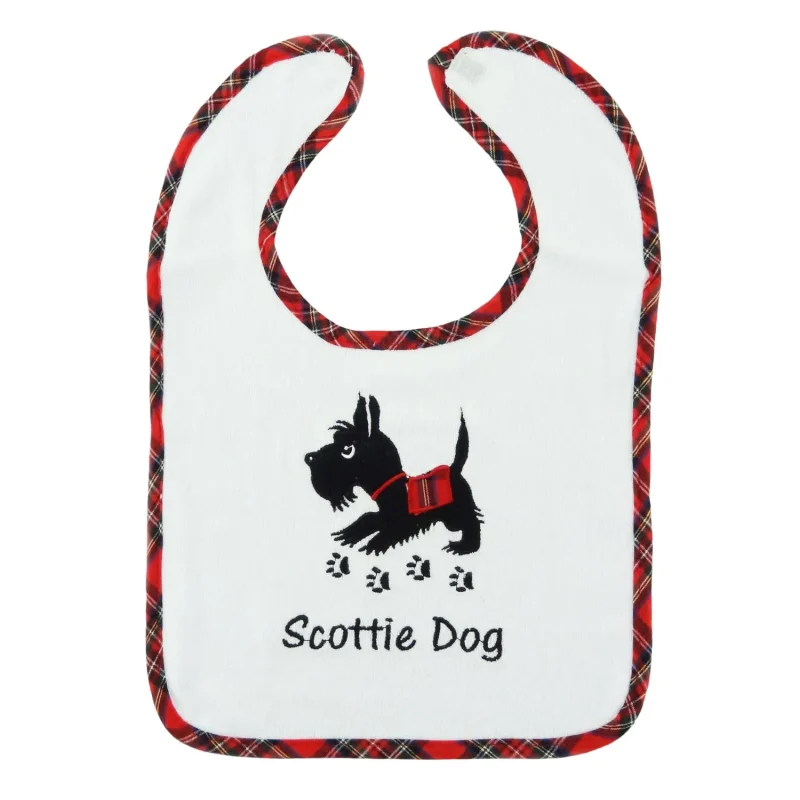 tartan scottie dog baby bib