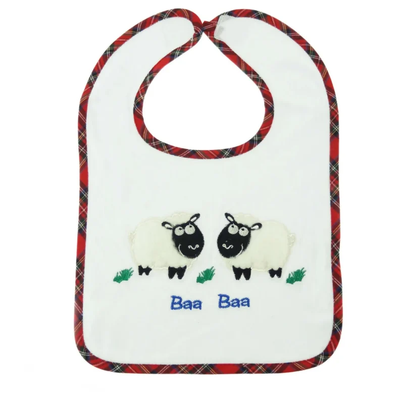 tartan sheep baby bib