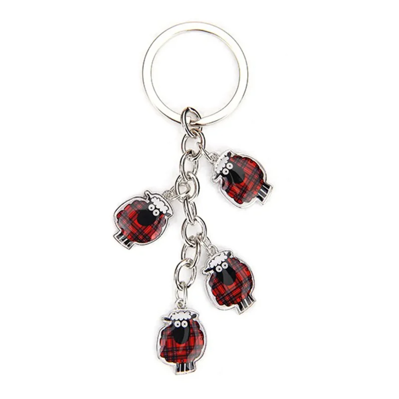 tartan sheep keyring charm