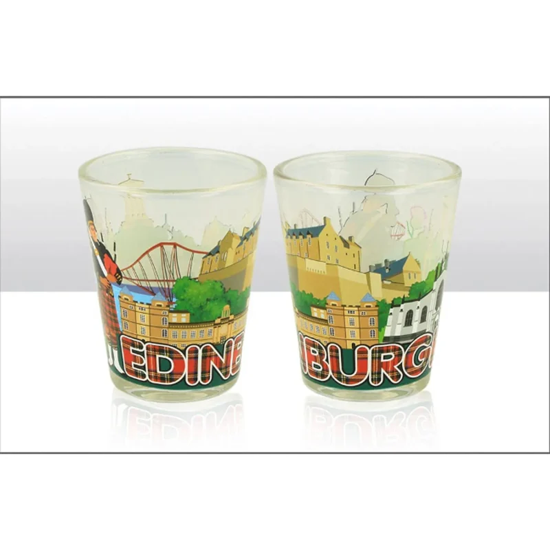 tartan skyline edinburgh shot glass