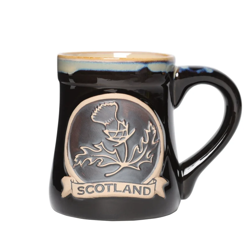 thistle black stoneware mug