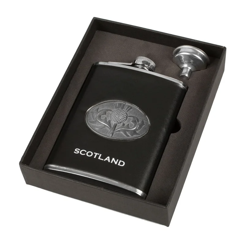 thistle engraved 8oz flask funnel gift set