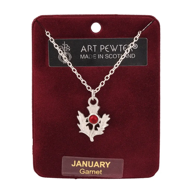 thistle pewter pendant january birthstone