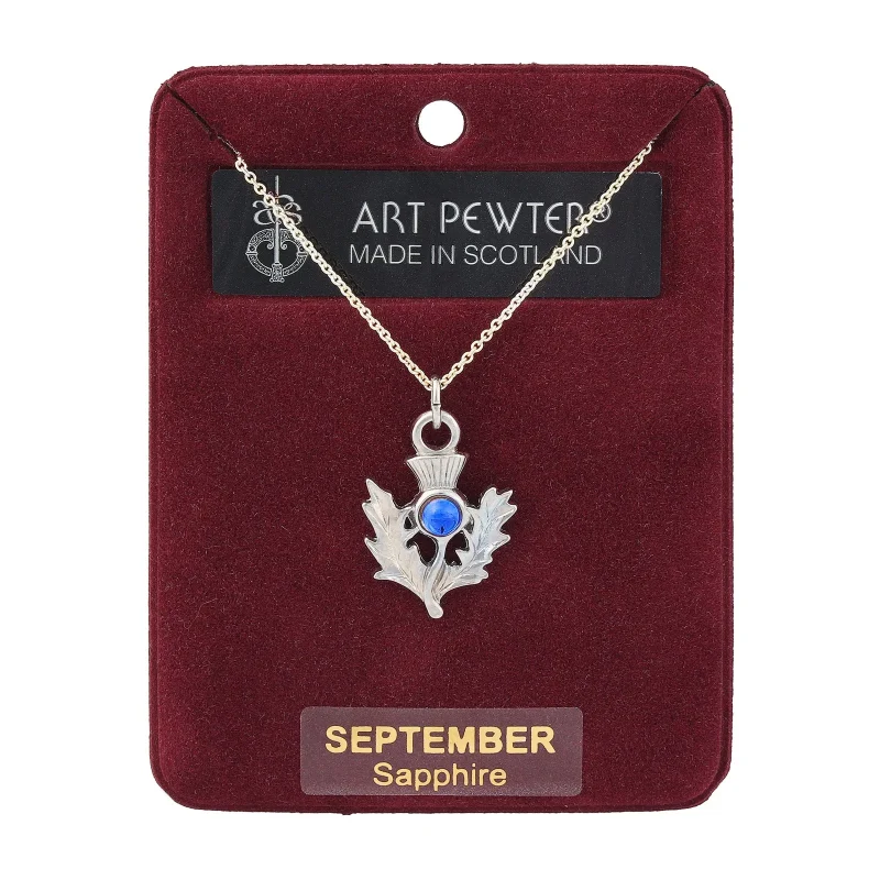 thistle pewter pendant september birthstone