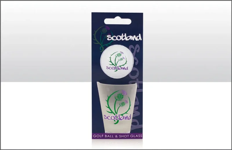 thistle shot glass golf ball gift set