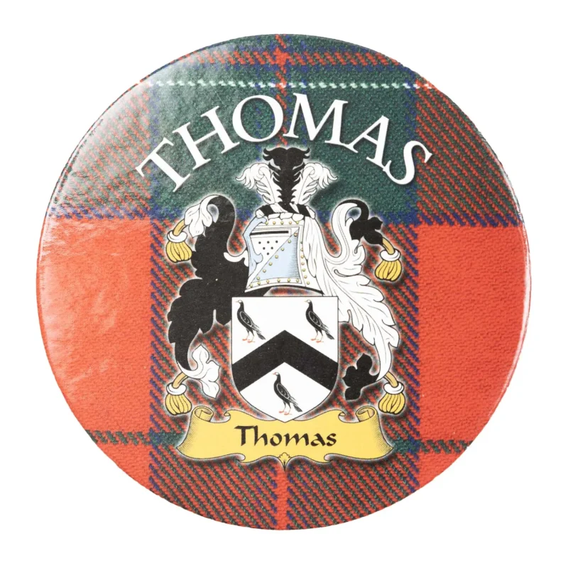 thomas clan family name round cork coaster