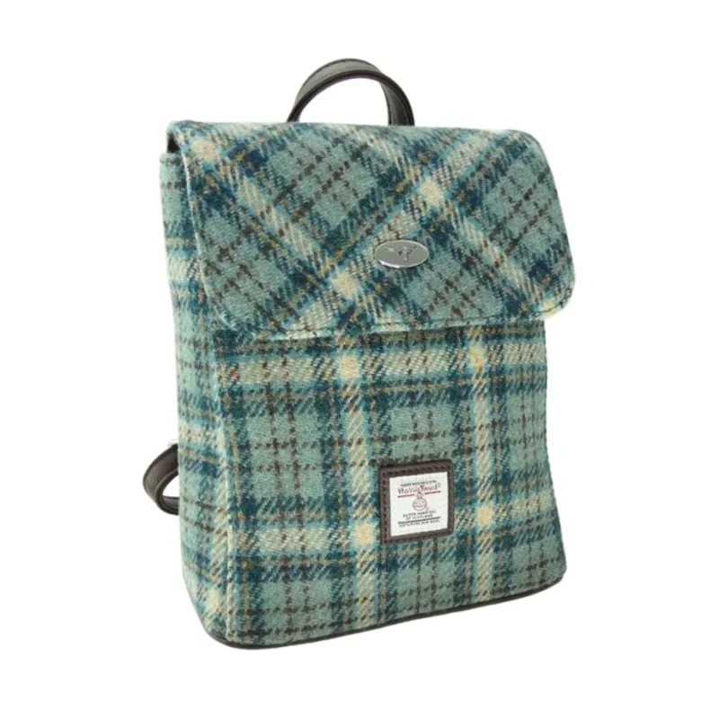 tummel duck egg cream check backpack