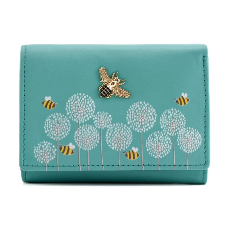 turquoise moonflower id and card wallet