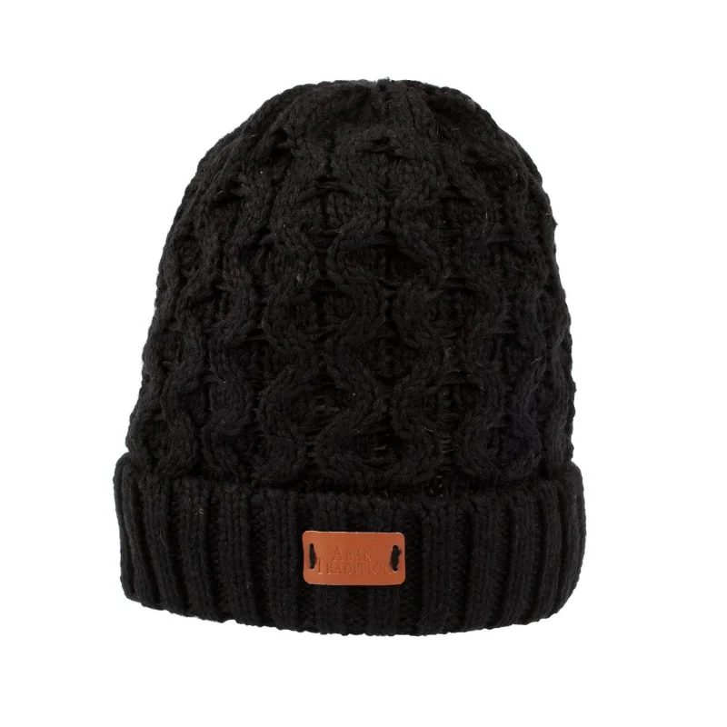 unisex aran cable knit beanie hat