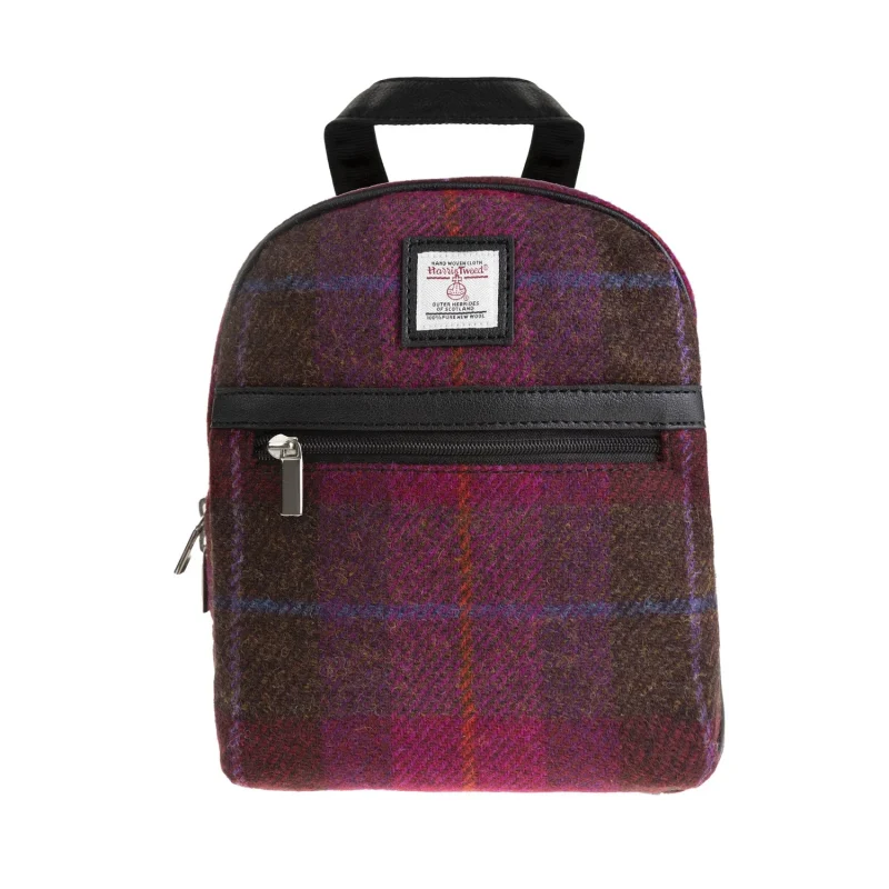 vegan leather small backpack cerise check black