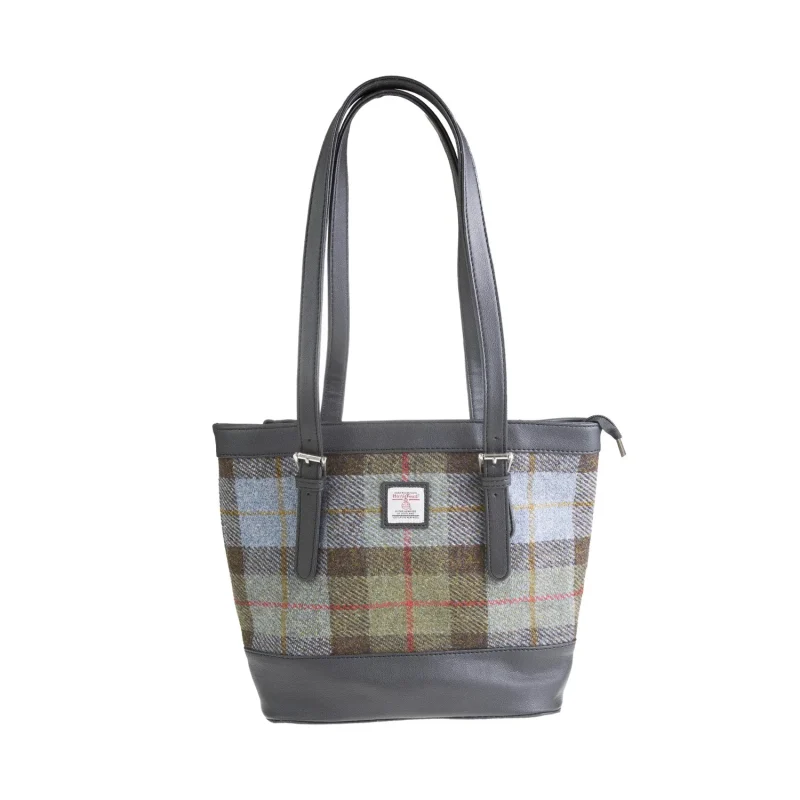 vegan leather tote bag lovat check black