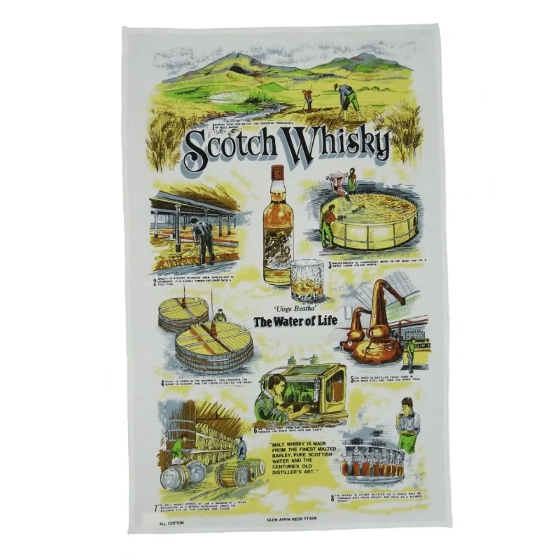 vintage scotch whisky tea towel