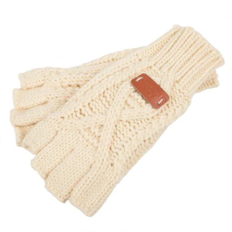 warm cable knit fingerless gloves